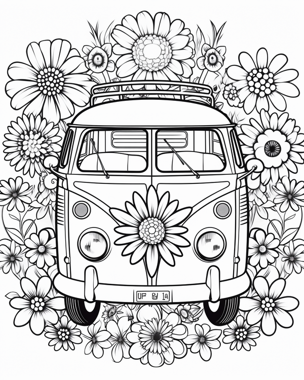 18 Free coloring page of campervan for adults and kids – Bujo Art