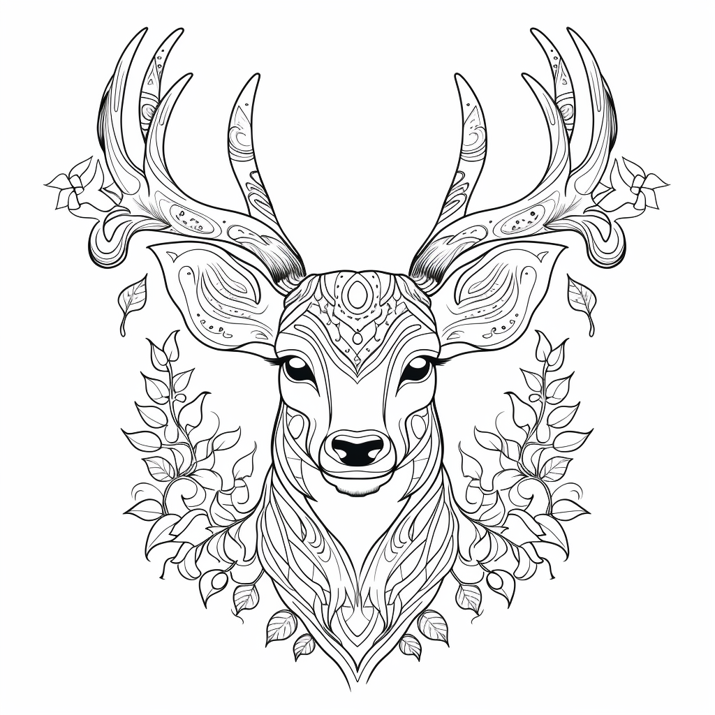 Free Download Colouring Page Colouring Book Mandala Deer – Digital Gummy