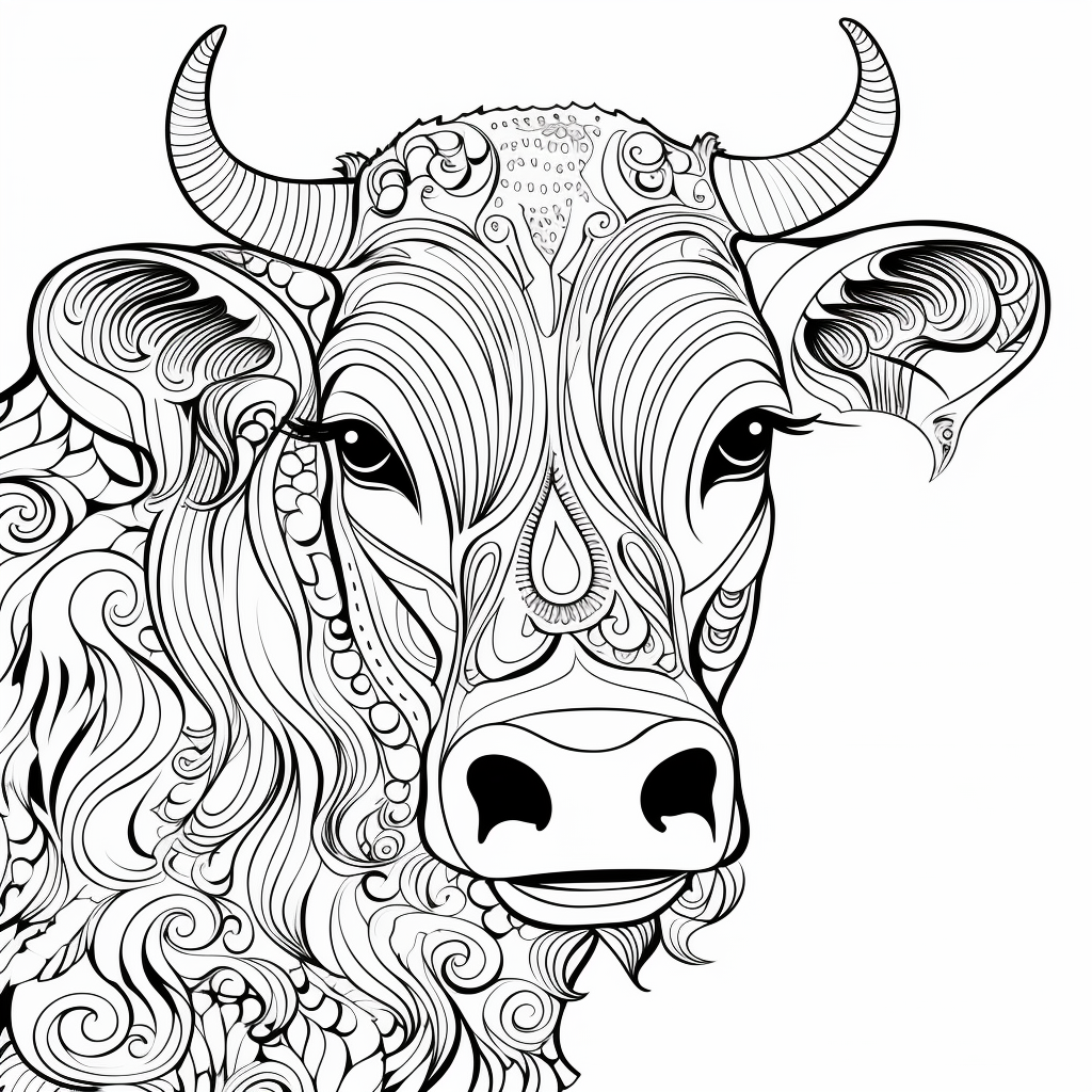 Free Coloring Page of Beautiful Cows for Adults and Kids – BUJO ART