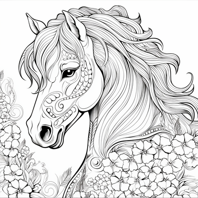 Free Coloring Page of Beautiful Horses for Adults and Kids – Bujo Art