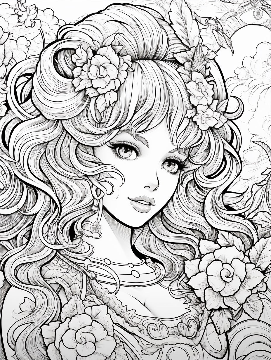 Free Coloring Page of Beautiful 80s Anime Girls for Adults and Kids ...