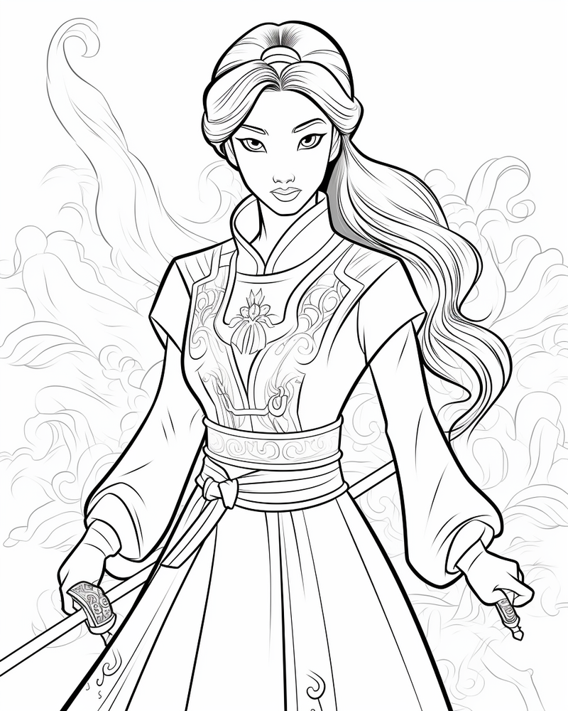 Free Download Colouring Page MULAN Disney Princess Chinese Princess ...