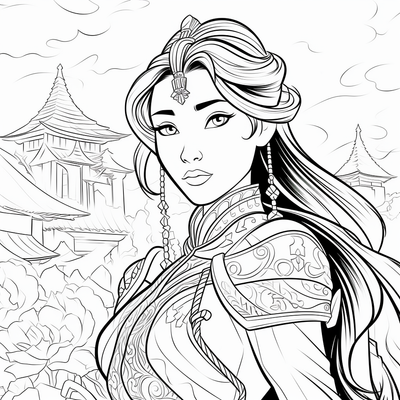 Free Download Colouring Page MULAN Disney Princess Chinese Princess ...