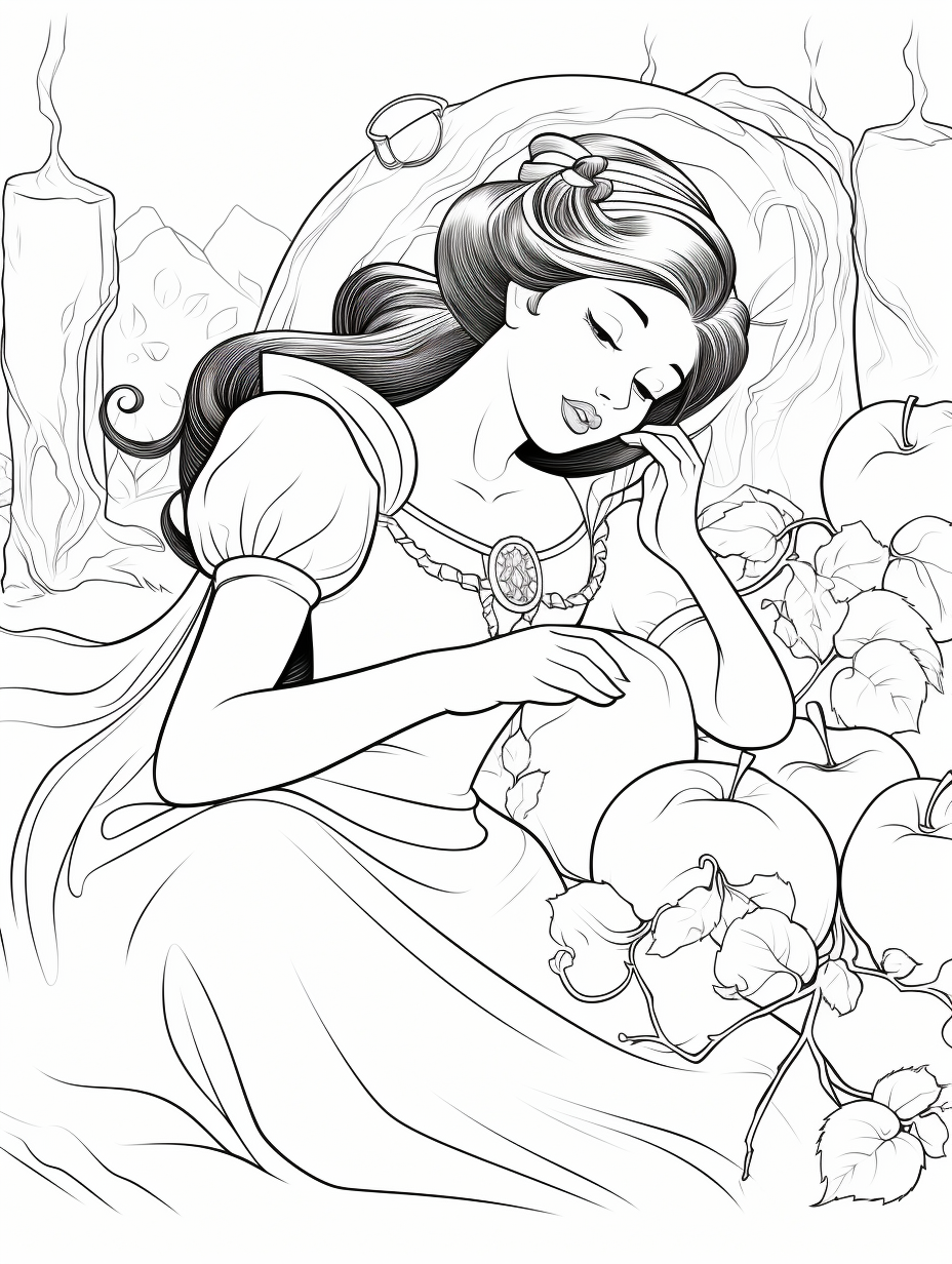 Free Download Colouring Page Snow White Princess – Bujo Art