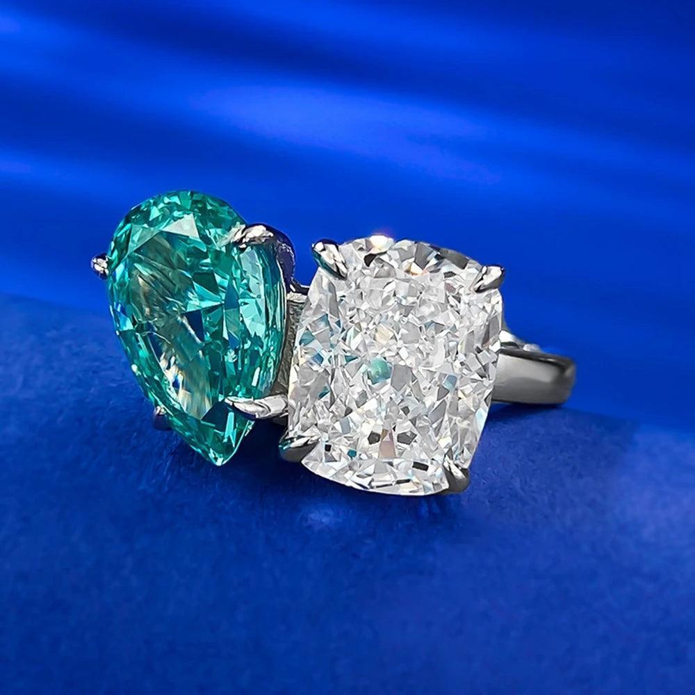 Image of Elegant Crushed Ice Cut High Quality AAAAA High Carbon Diamonds Gemstone Silver Rings for Women - Fine Jewellery