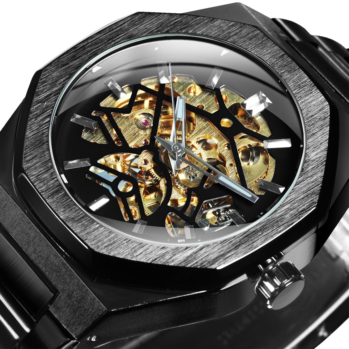 Skeleton watch store metal strap