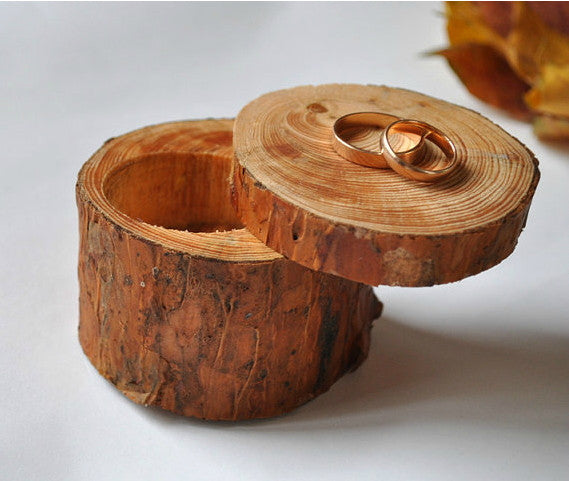 Custom Rustic Wood Engagement Rings Box Gift 