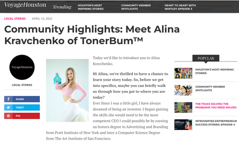 Alina Kravchenko Inventor TonerBum Houston Voyage Magazine