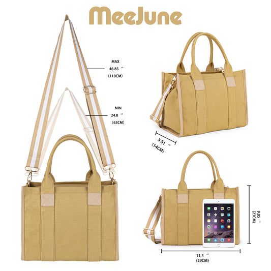 Meejune Women Canvas Tote Handbags Casual Shoulder Work Bag Crossbody (Multi)