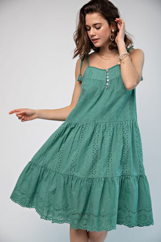 Eyelet Lace Tiered Cami Dress