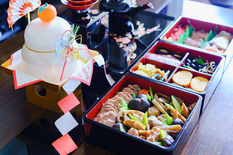 New Years celebration food osechi with otoso