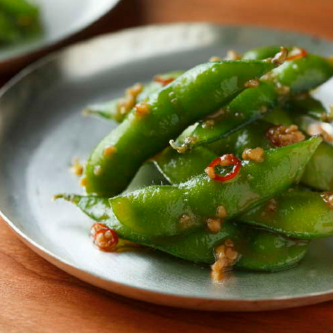 So restaurant Japanese food sticky spicy edamame 