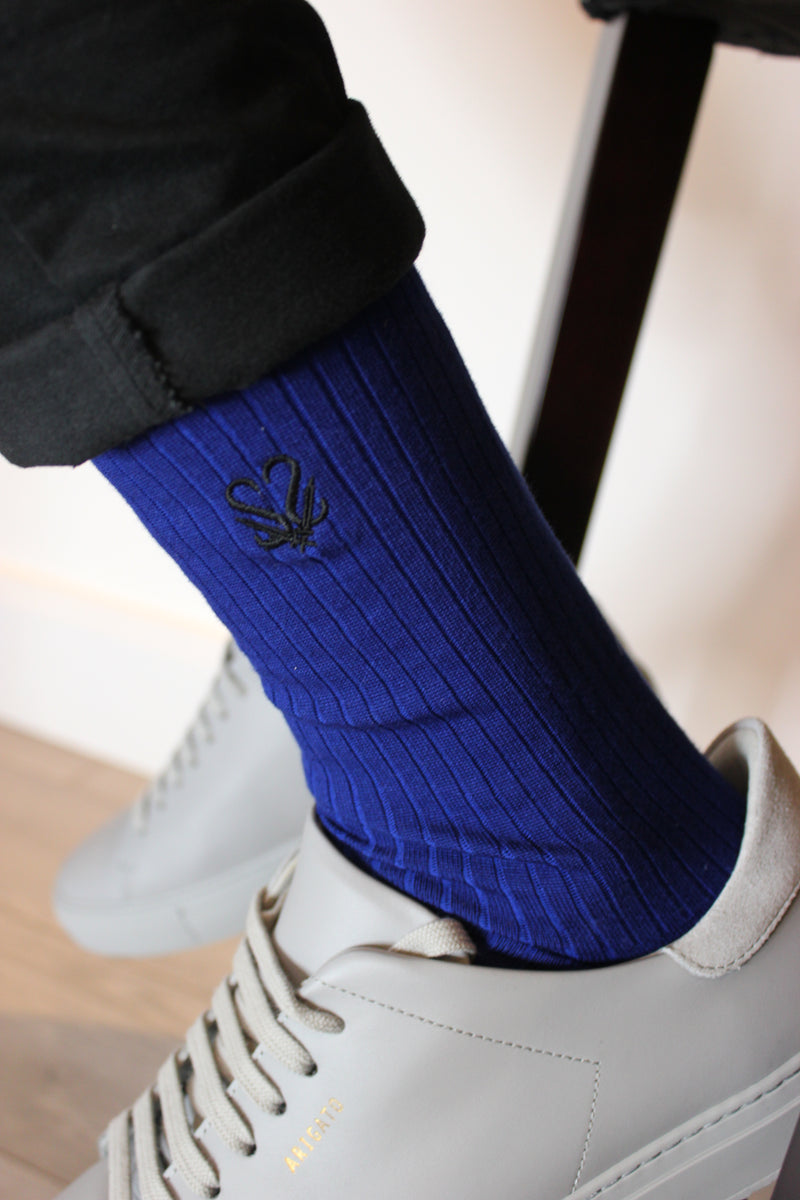Royal Blue Ribbed Bamboo Men's Socks | The Duke | Sirluxe Socks