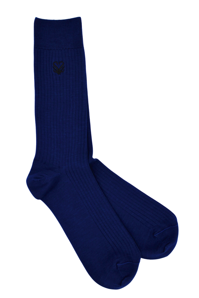 Royal Blue Ribbed Bamboo Men's Socks | The Duke | Sirluxe Socks