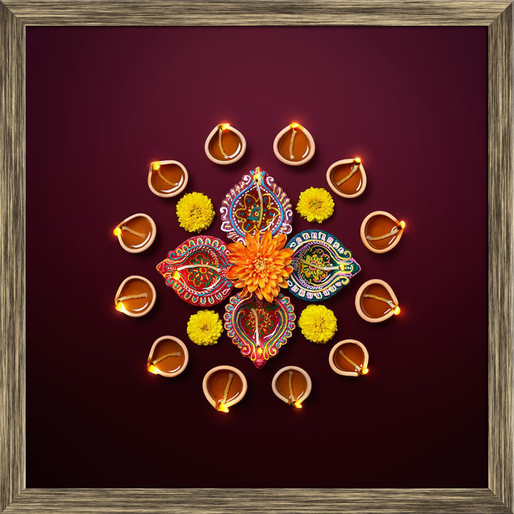 ArtzFolio Traditional Photo of Colorful Diwali Diya Lamps Canvas ...