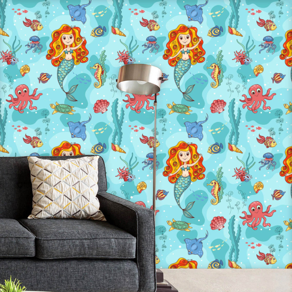 Spoonflower  Design  Shop Custom Fabric Wallpaper Home Décor  Vintage  style wallpaper Mermaid wallpapers Miss fluff