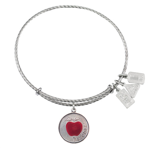 Wind & Fire Love Letter 'H' Bangle Bracelet Expandable / Bright Rhodium Silver
