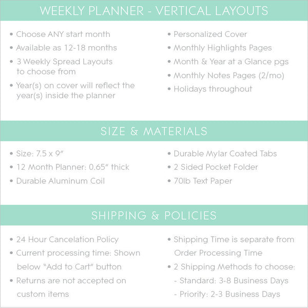 Weekly Planner - Vertical Layouts – Plum Paper