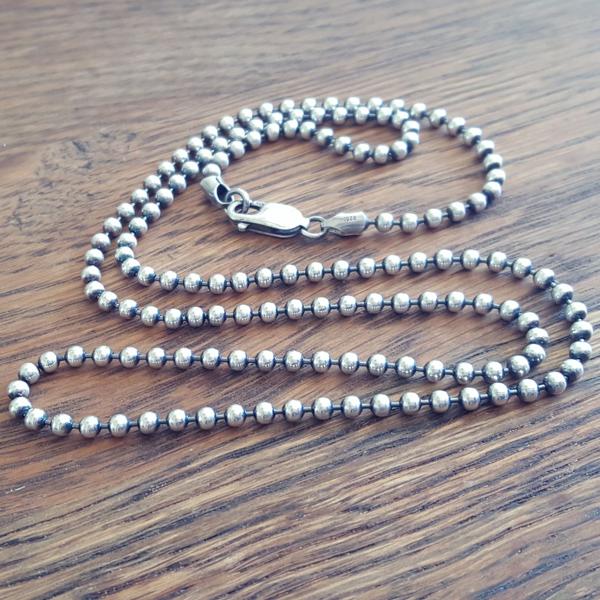 Oxidized Sterling Silver Ball Chain Necklace For Men Or Women ...