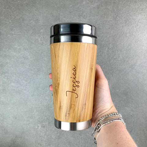 Personalised Eco Bamboo 500ml Insulated Travel Mug