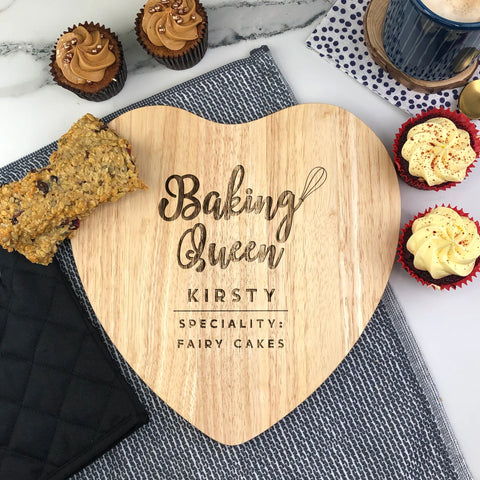 Personalised Wooden 'Baking Queen' Heart Cake Stand