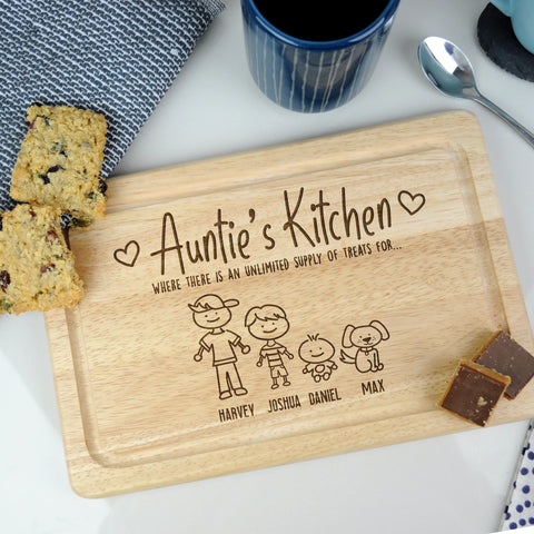 Personalised 'Auntie's Kitchen' Wooden Rectangle Chopping Board - Where There Is An Unlimited Supply Of Treats