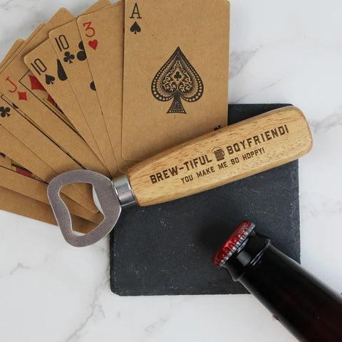 Personalised 'Beer-illiant Boyfriend' Wooden Bottle Opener