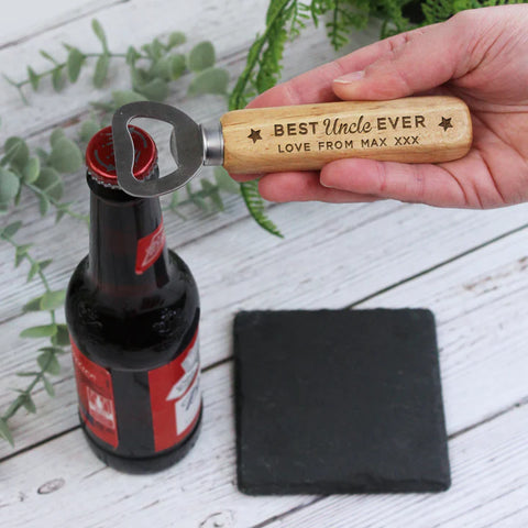 Personalised Best Uncle Ever Wooden Bottle Opener