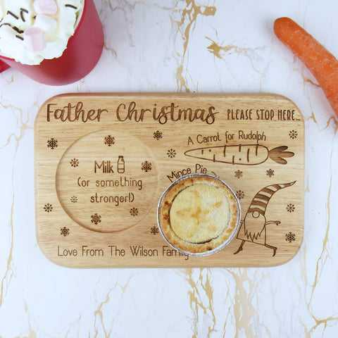 Personalised "Father Christmas Please Stop Here" Christmas Eve Tea & Biscuit Board