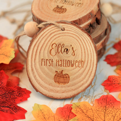 Babies First Halloween Hanging Wooden Ornament