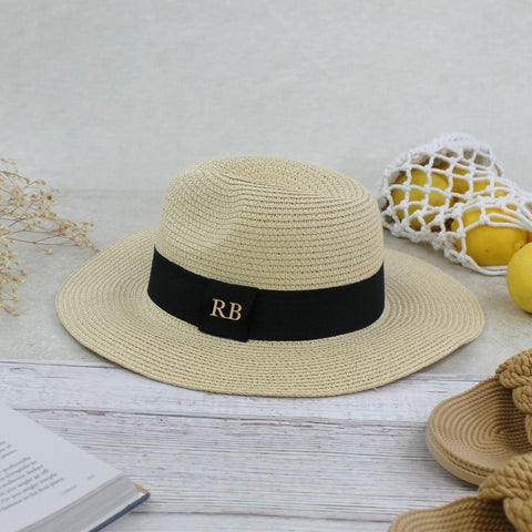 Personalised Straw Beach Hat with Initials