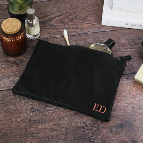 Personalised Men’s PU Leather Toiletry Bag