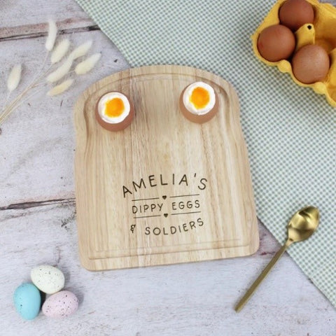 Personalised Toast Shaped Dippy Eggs & Soldiers Board with Name