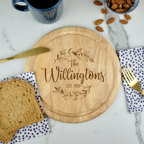 Personalised Wooden Cutting Board with Surname & Established Date