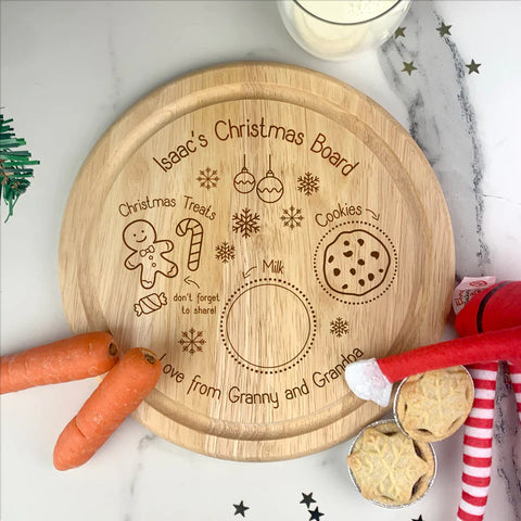 Personalised Kids Wooden Cookies & Milk Tray Christmas Board
