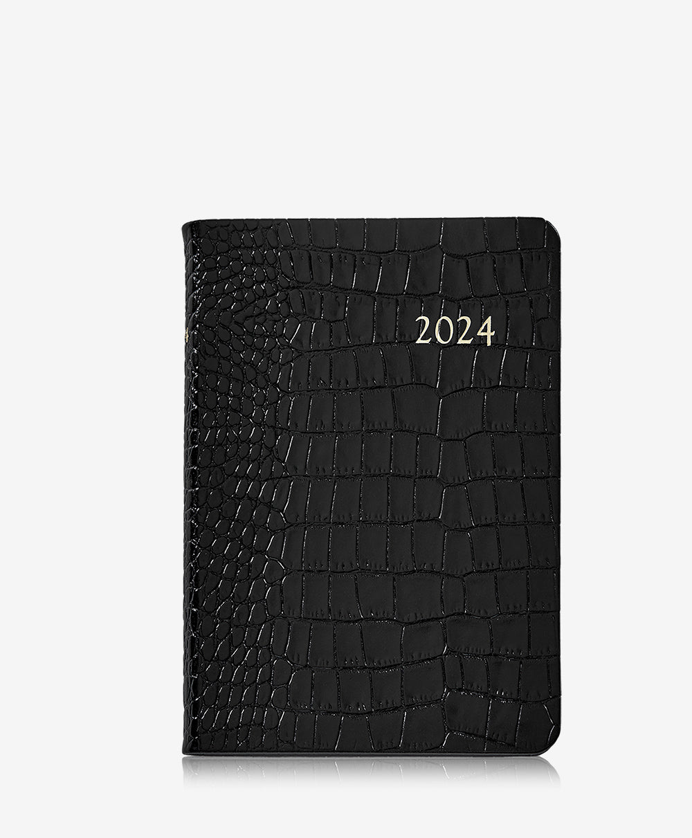 GiGi New York 2024 Daily Journal Black Embossed Crocodile