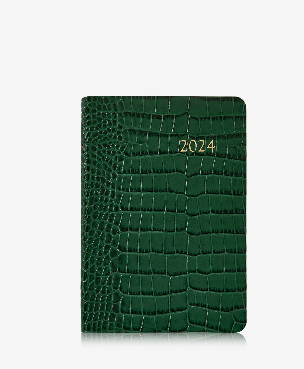 GiGi New York 2024 Daily Journal Emerald Embossed Crocodile