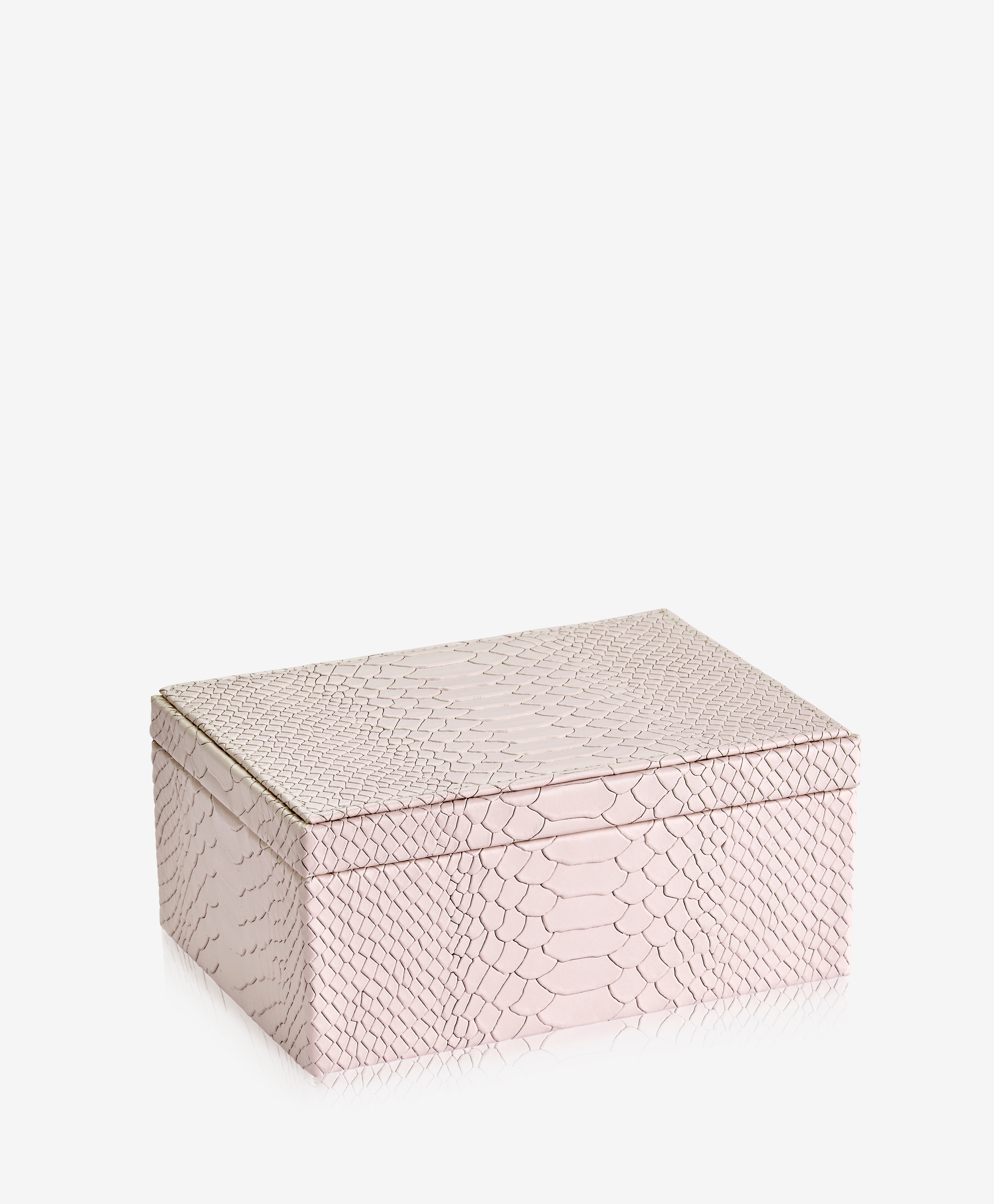 GiGi New York Medium Box Petal Pink Embossed Python Leather