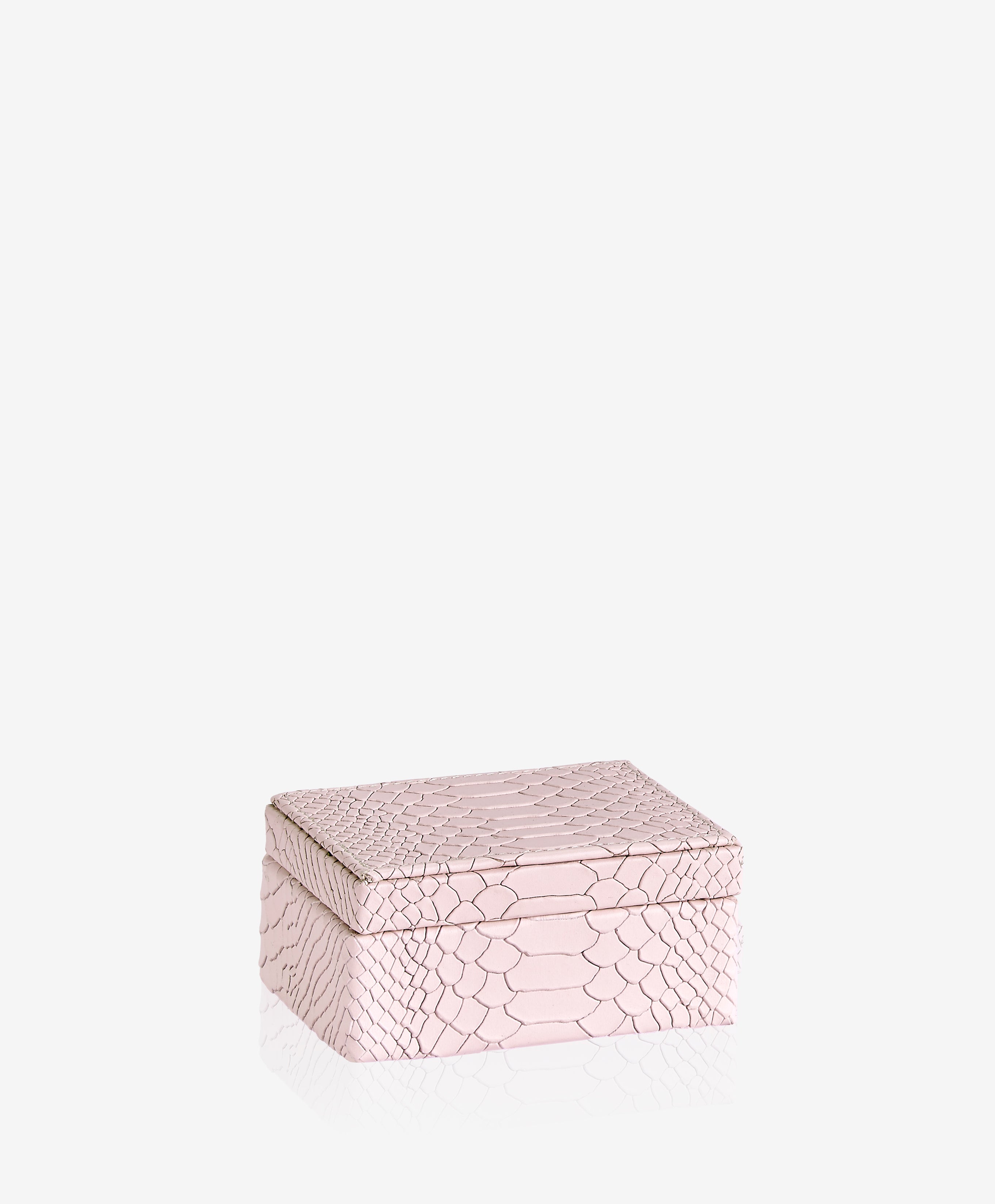 GiGi New York Small Box Petal Pink Embossed Python Leather