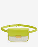 Carrie Crossbody Belt Bag Natural Raffia With Black Trim