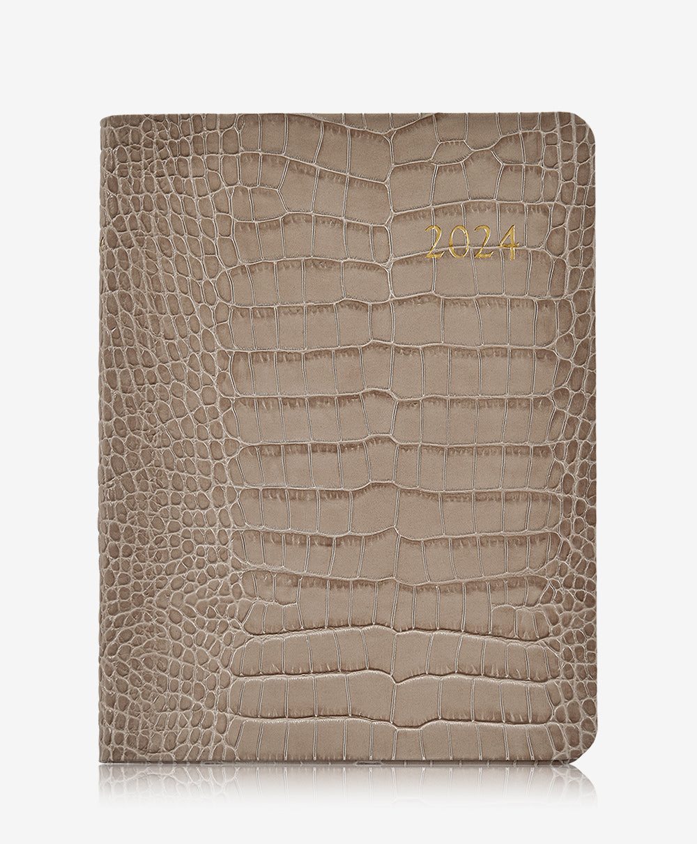 GiGi New York 2024 Desk Diary Stone Embossed Crocodile