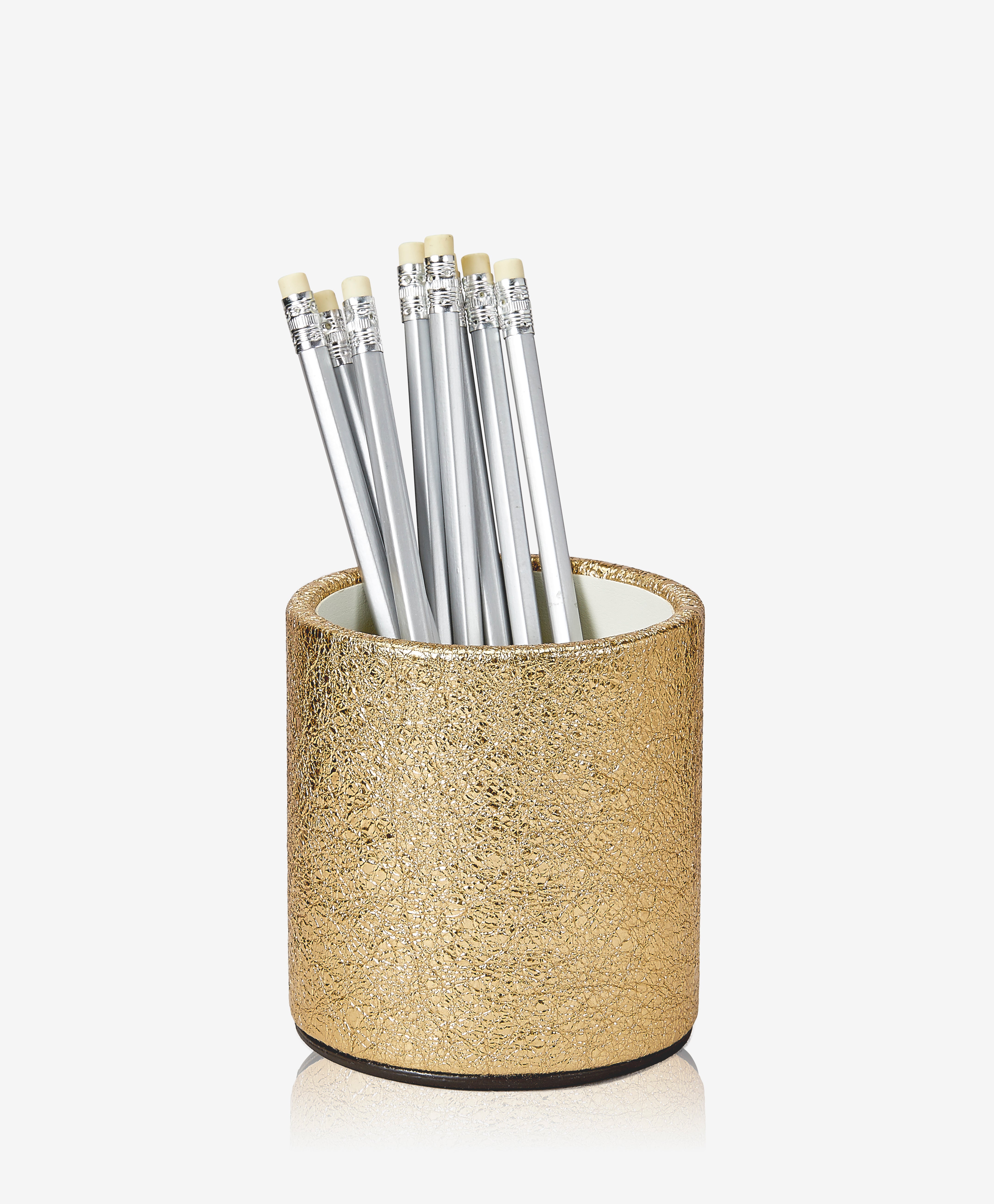 GiGi New York Pencil Cup Gold Crackle Metallic