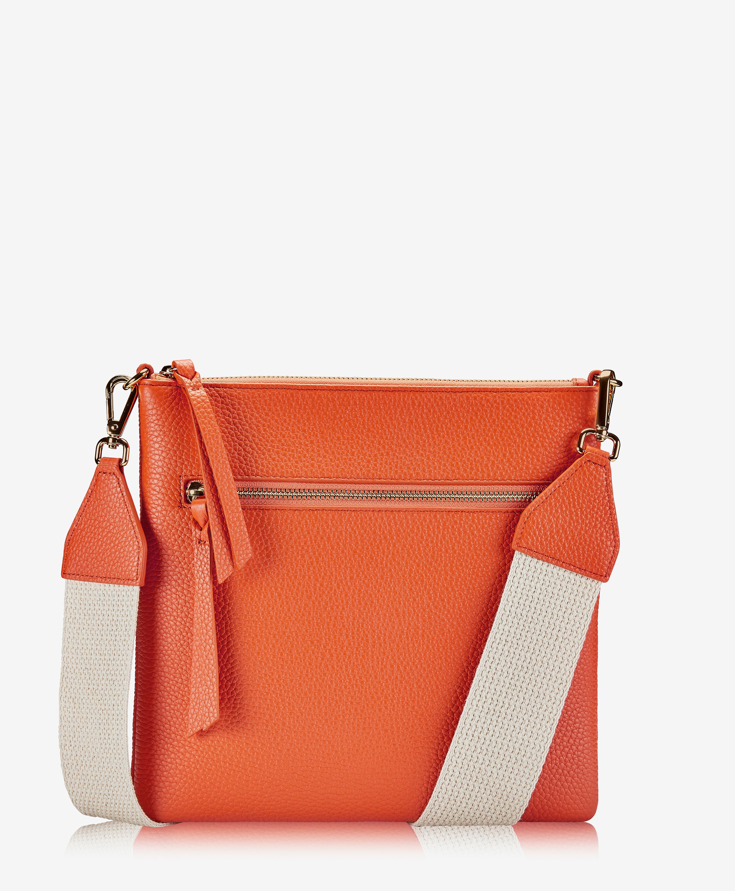 GiGi New York Kit Messenger Bag Orange Pebble Grain Leather
