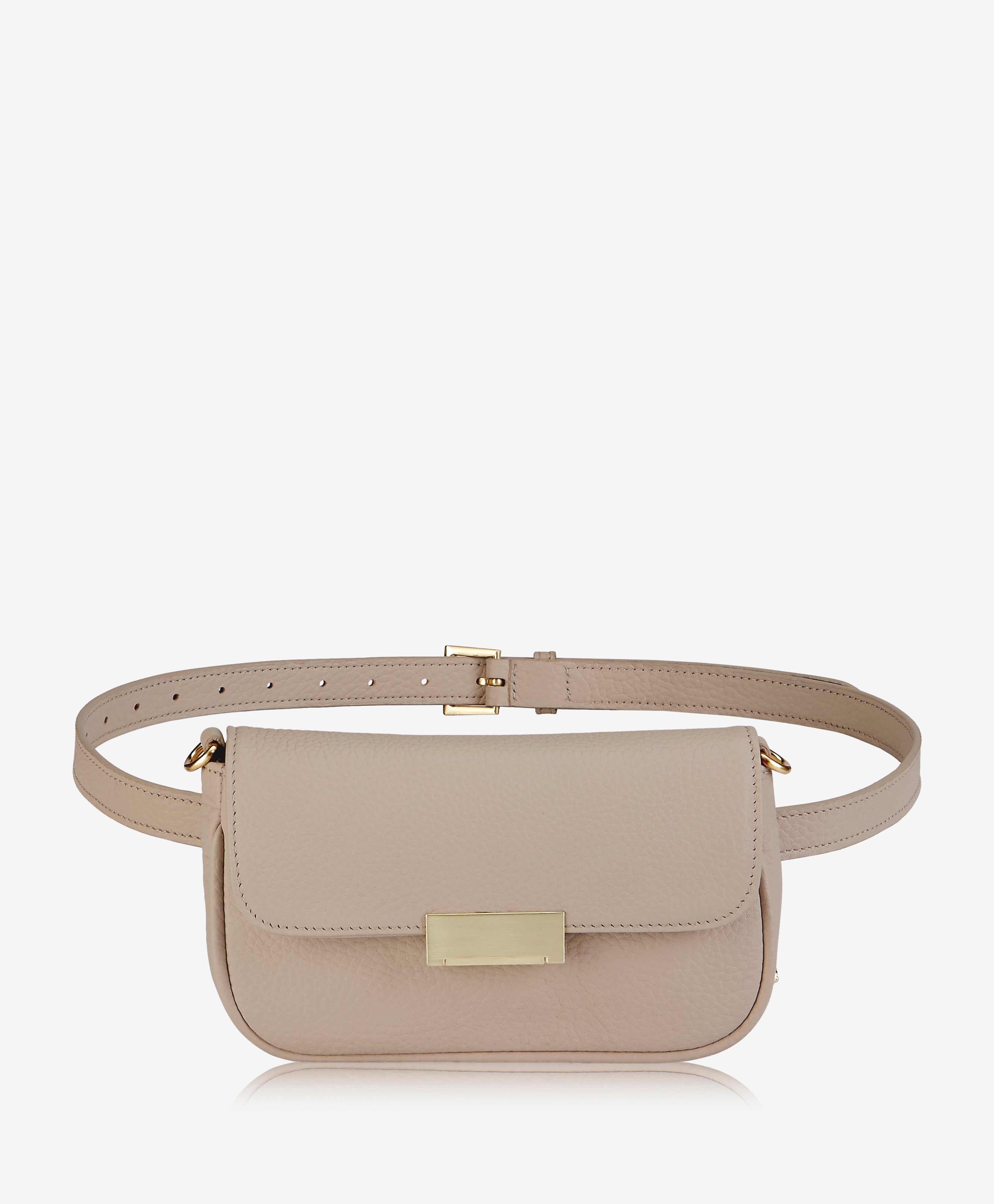 GiGi New York Carrie Crossbody Belt Bag Beechwood Pebble Grain Leather