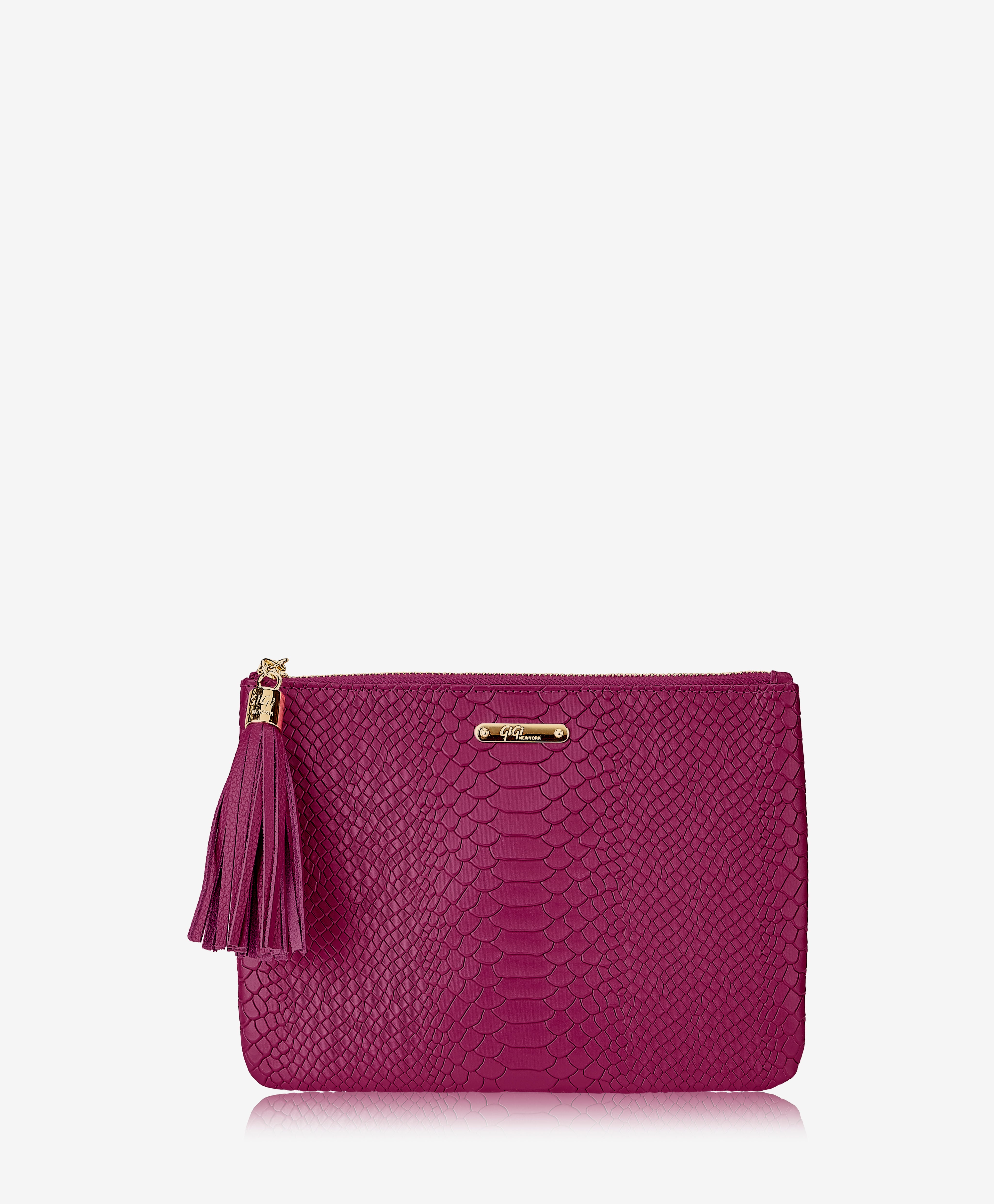 GiGi New York All In One Clutch Bag Azalea Embossed Python Leather