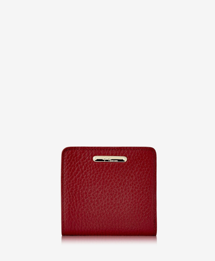 GiGi New York Mini Foldover Wallet Crimson Pebble Grain Leather