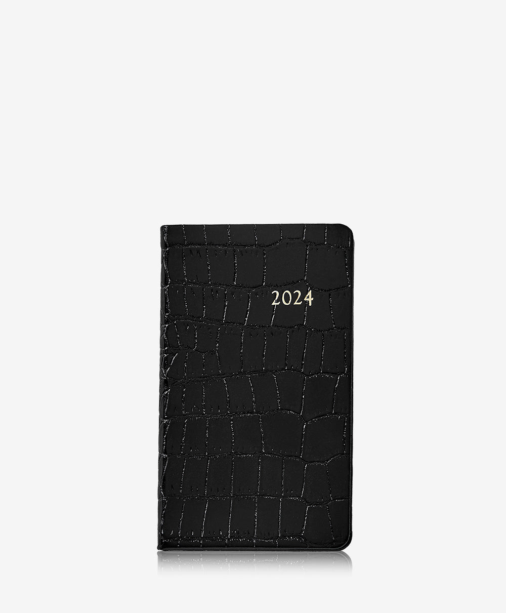 GiGi New York 2024 5 Pocket Datebook Black Embossed Crocodile