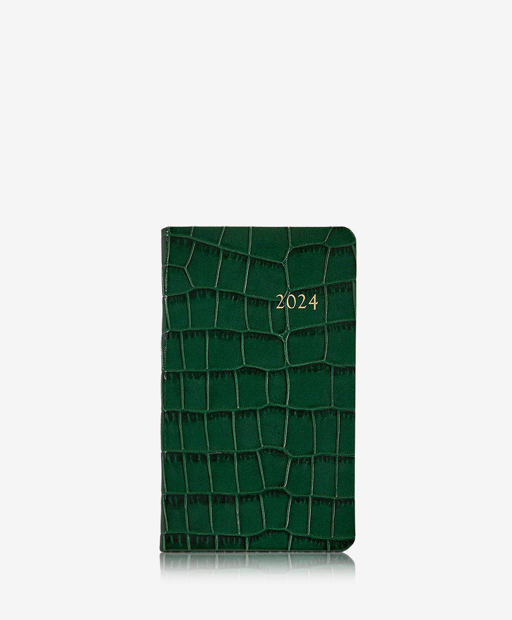 GiGi New York 2024 5 Pocket Datebook Emerald Embossed Crocodile