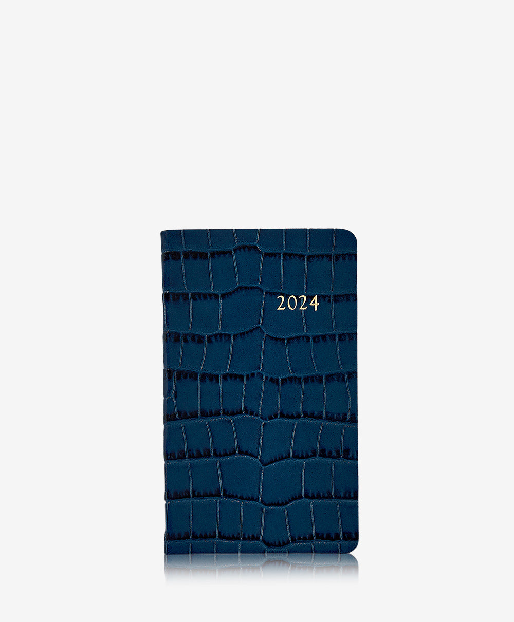 GiGi New York 2024 5 Pocket Datebook Sapphire Embossed Crocodile