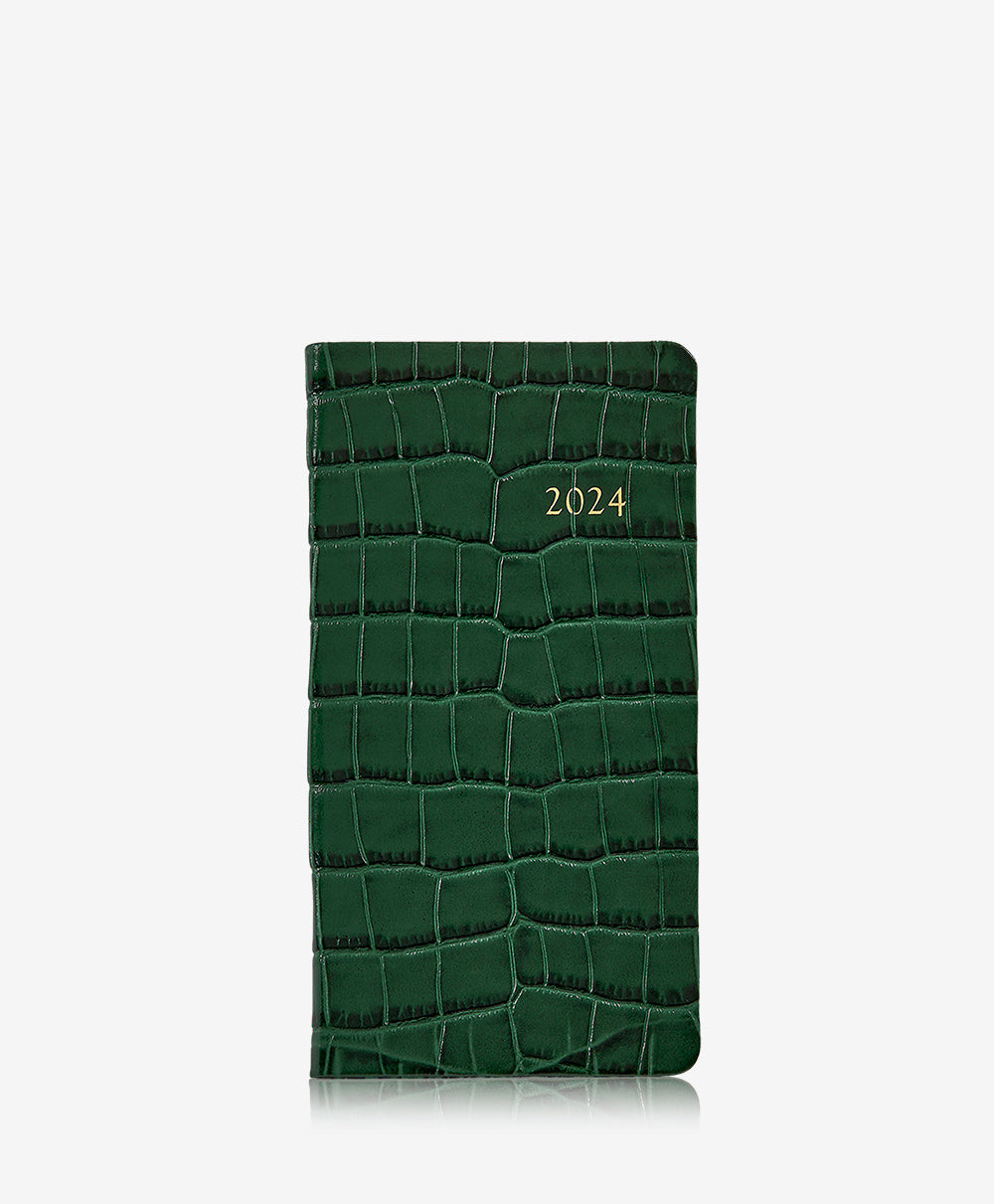 GiGi New York 2024 6 Pocket Datebook Emerald Embossed Crocodile